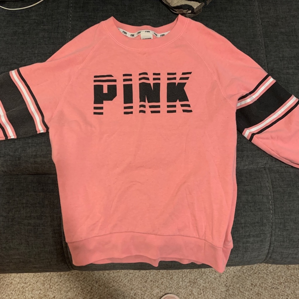 PINK Oversized Retro Crewneck Sweater